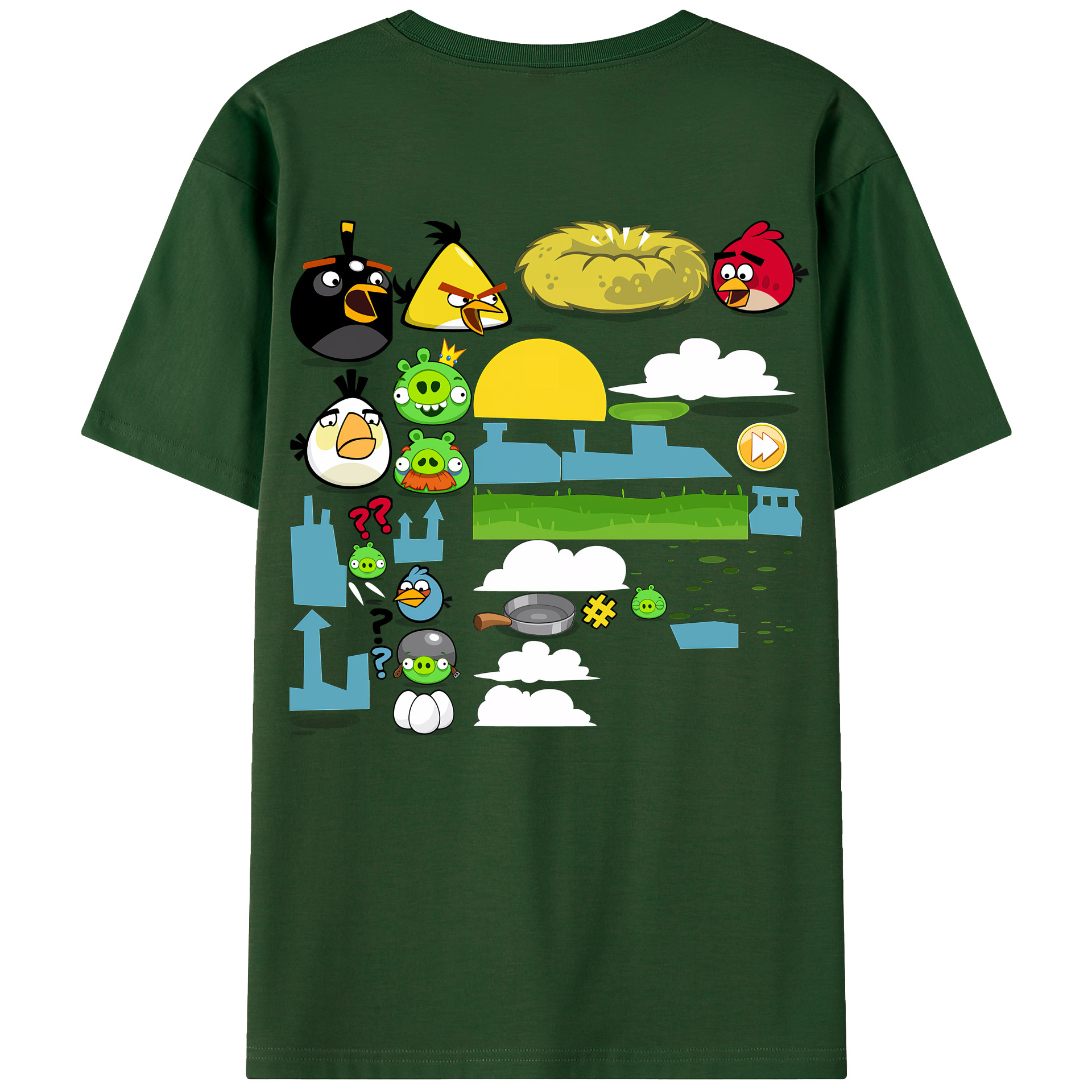 （画像用） Angry Birds アングリーバード 綿100％半袖Tシャツ（背面プリント）